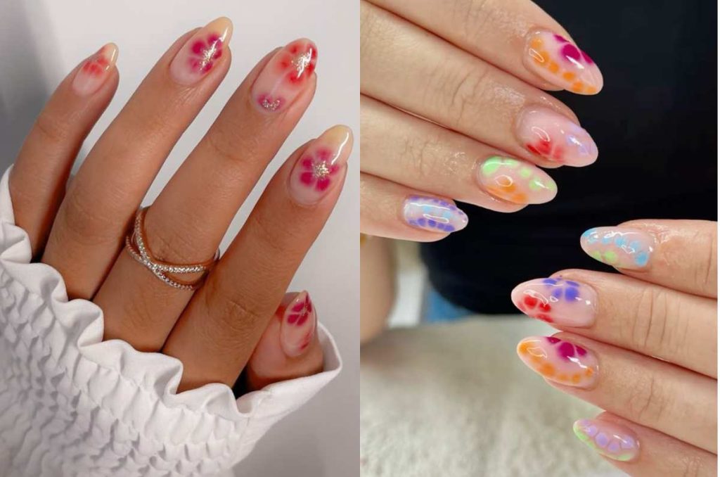 Diseños de uñas con efecto blooming