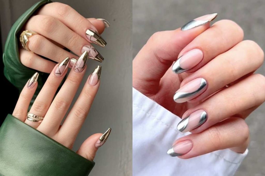 Uñas almendradas con efecto chrome ideales para el verano 2