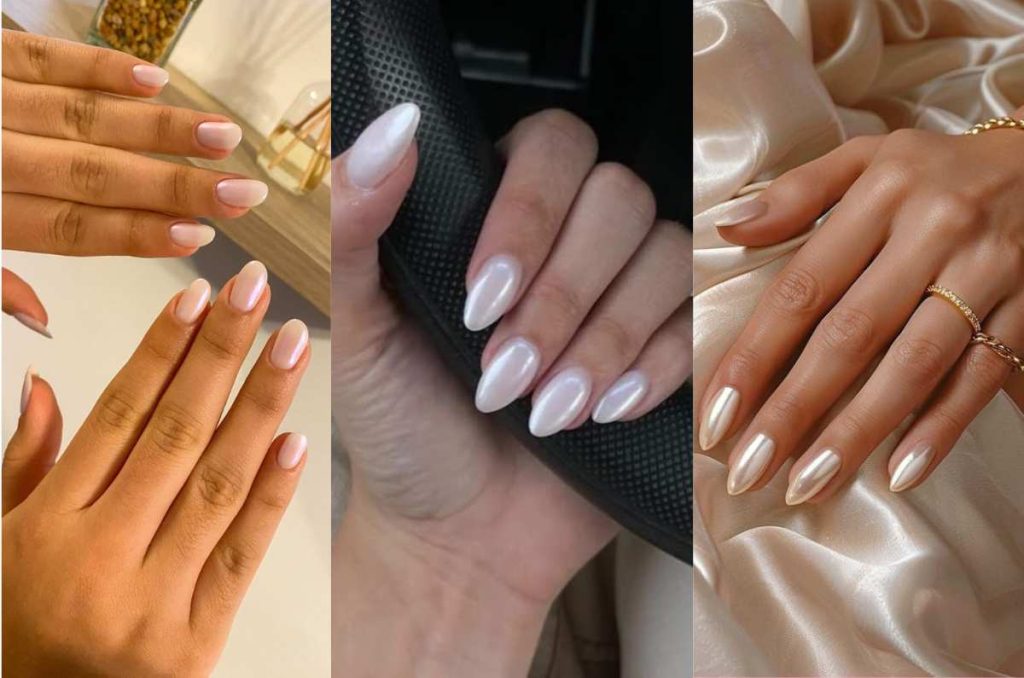 diseños de uñas blanco aperlado