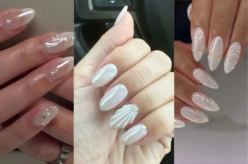 diseños de uñas blanco aperlado