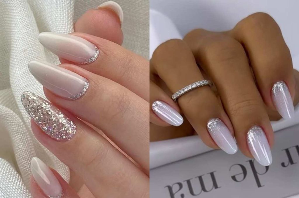 Uñas almendradas blanco aperlado, el tono elegante para mujeres elegantes en verano 3