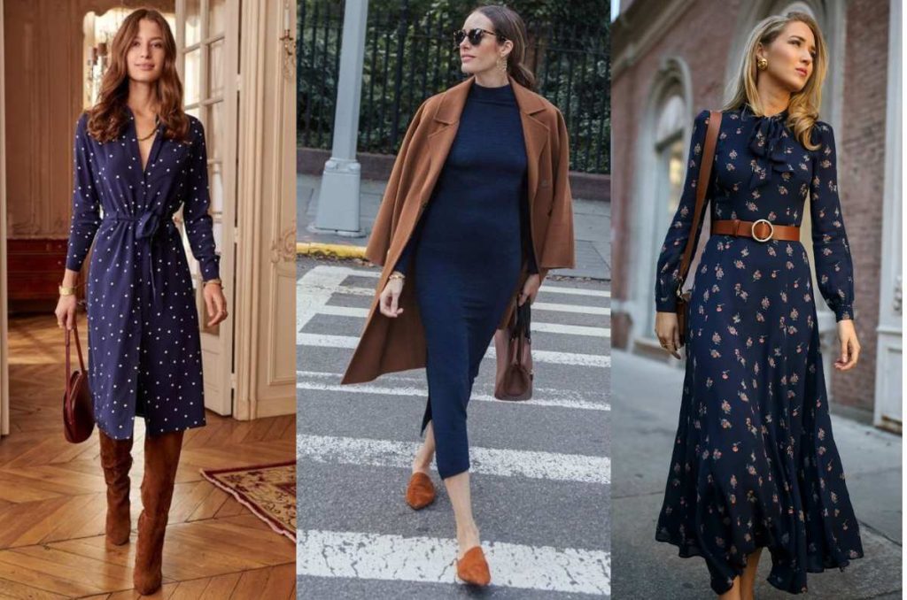 outfits azul con café