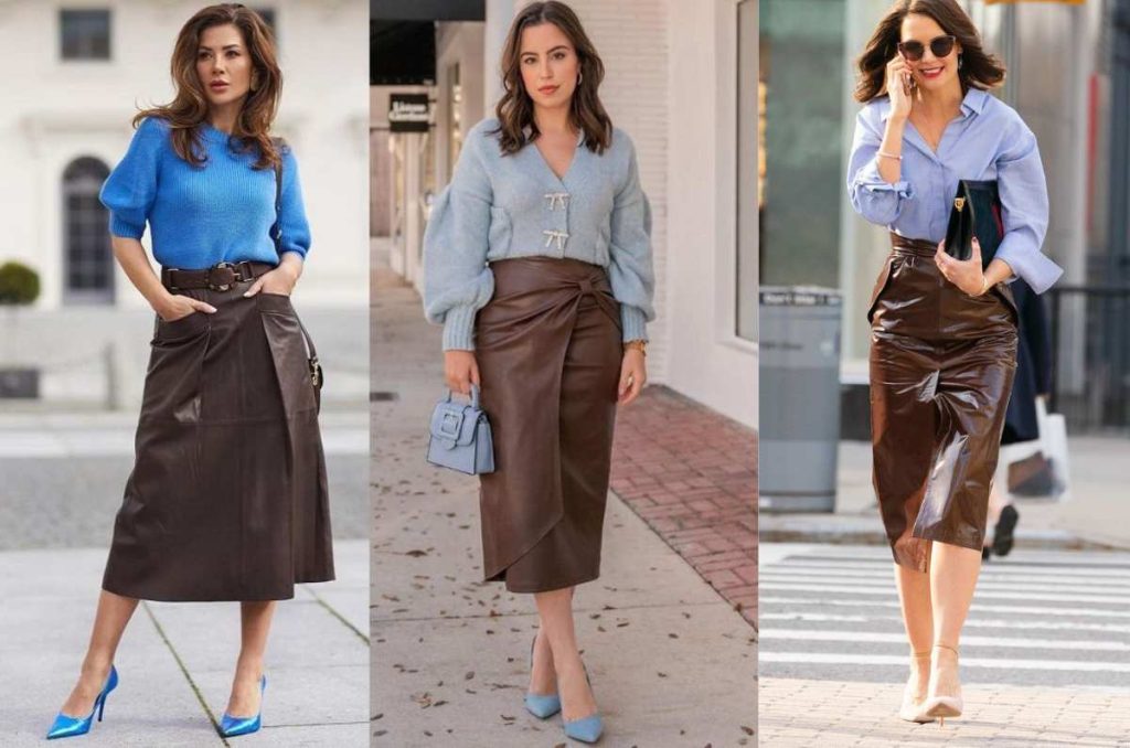 outfits azul con café