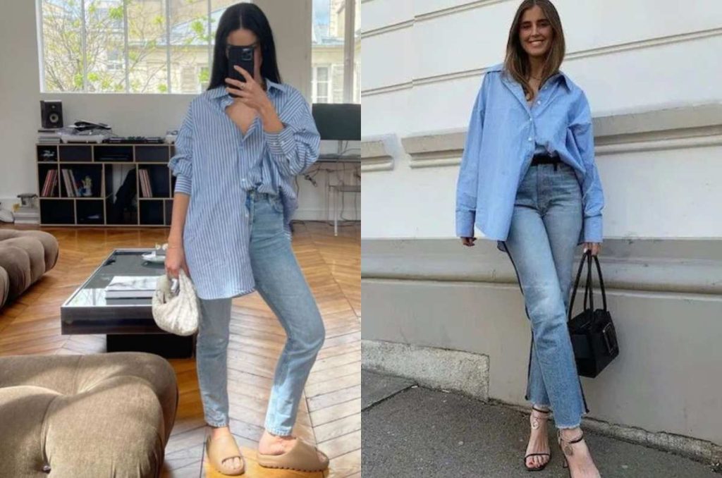 outfits con camisa azul