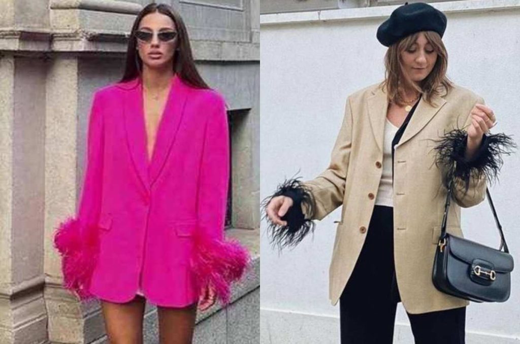 7 outfits de prendas con plumas en tendencia este 2025 para ir al trabajo 3