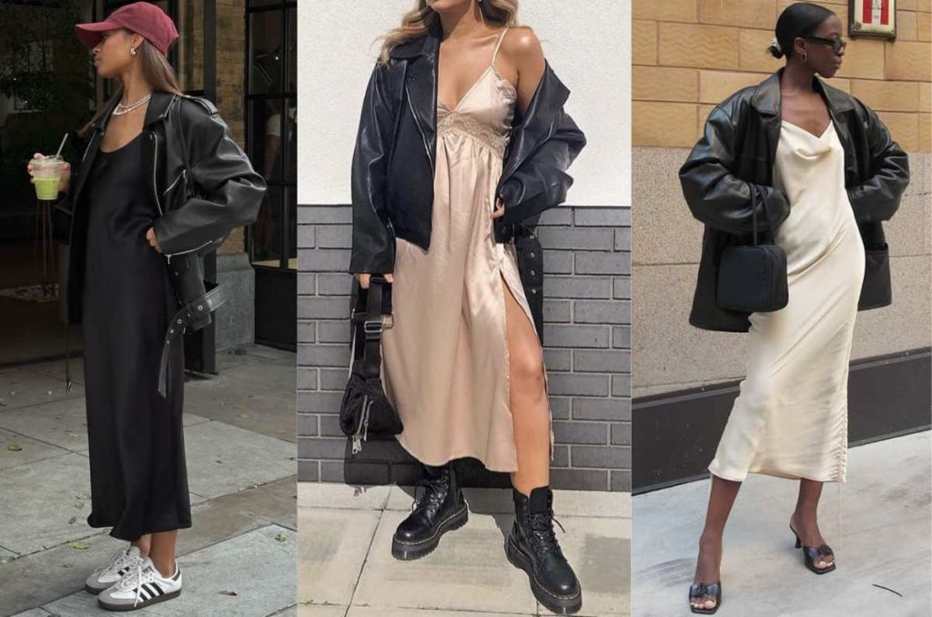 outfits con vestido lencero