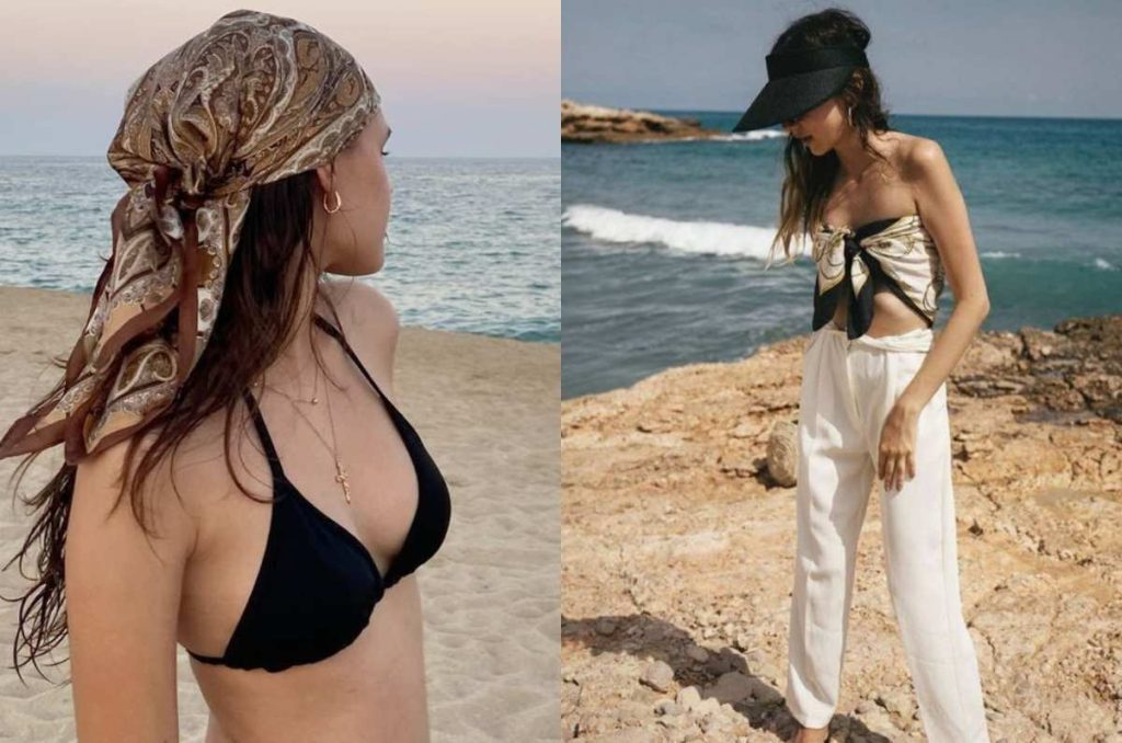 traje de baño con accesorios