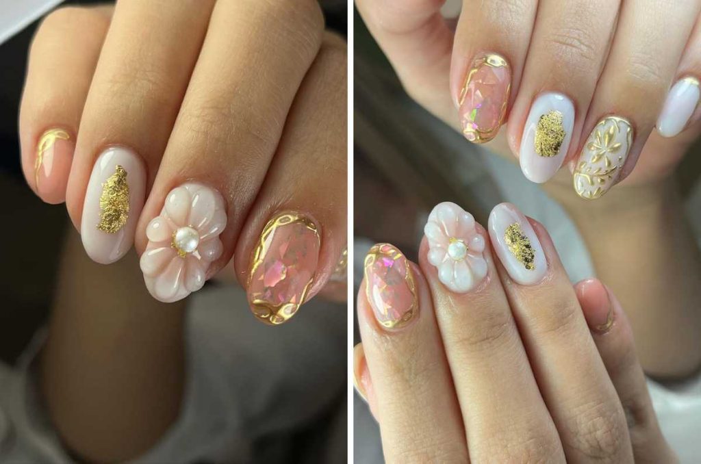 Uñas con flores 3d