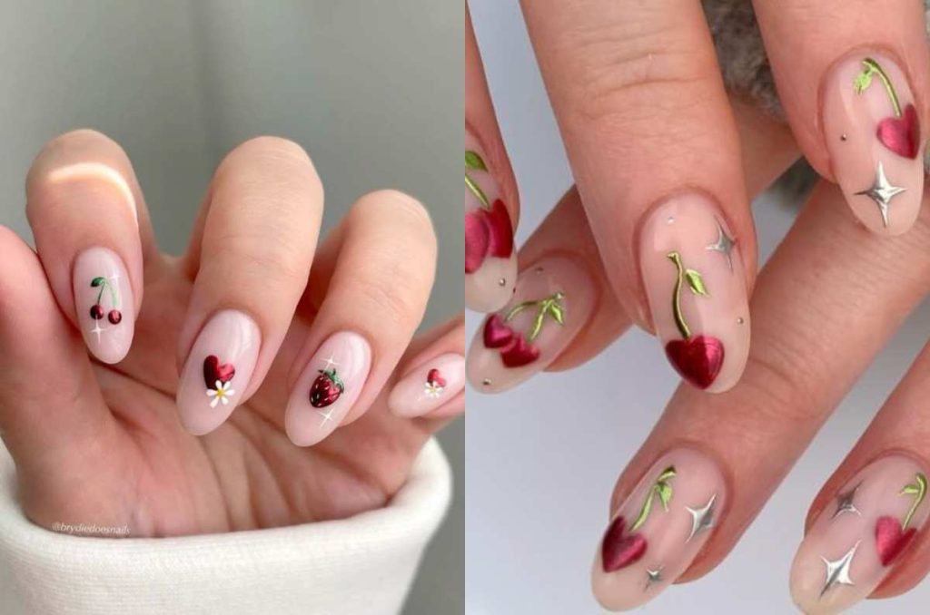 uñas con cerezas