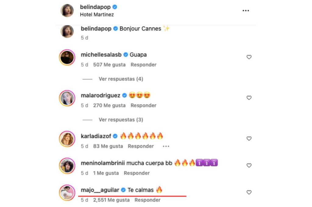 Comentario de Majo Aguilar a foto de Belinda