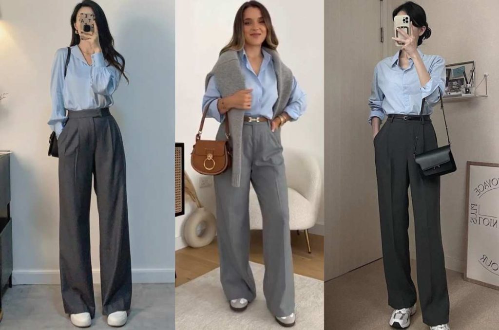 outfits con pantalón gris