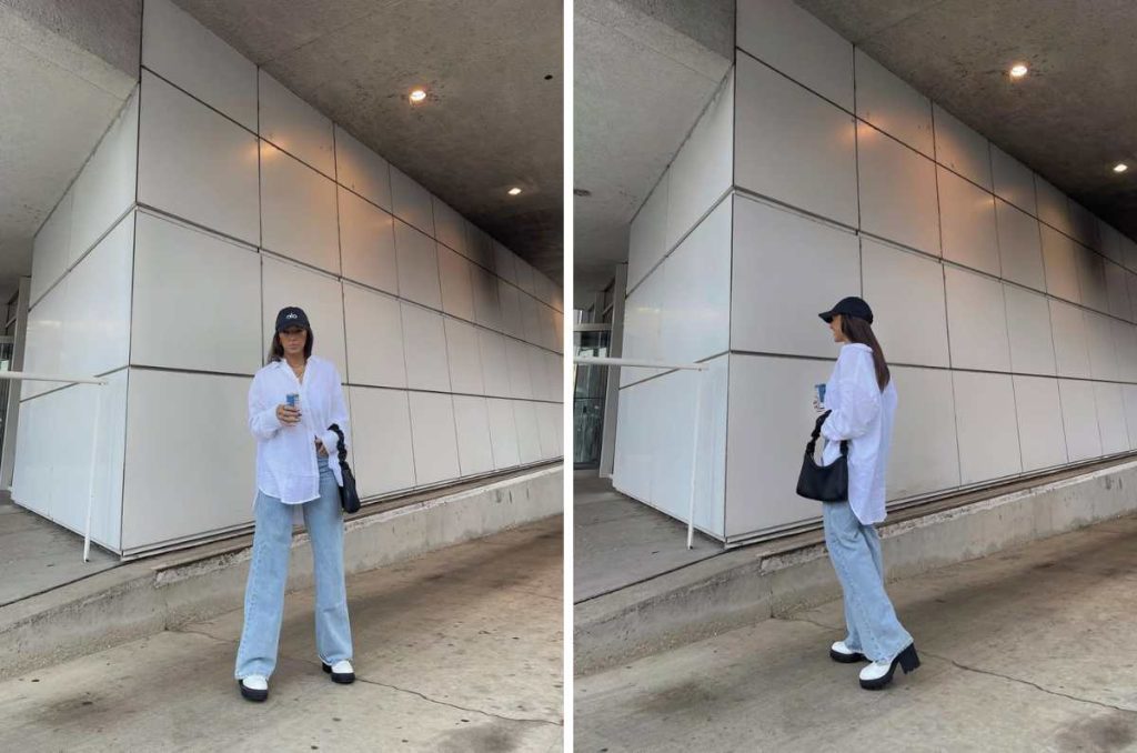 Jeans rectos con camisa oversize