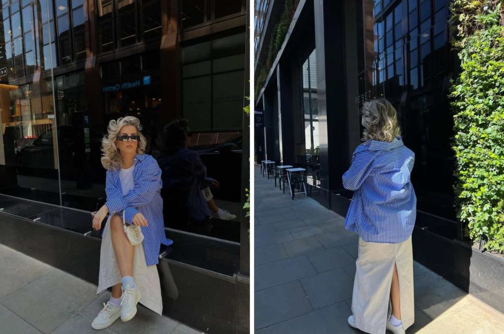 Maxifalda con camisa oversize