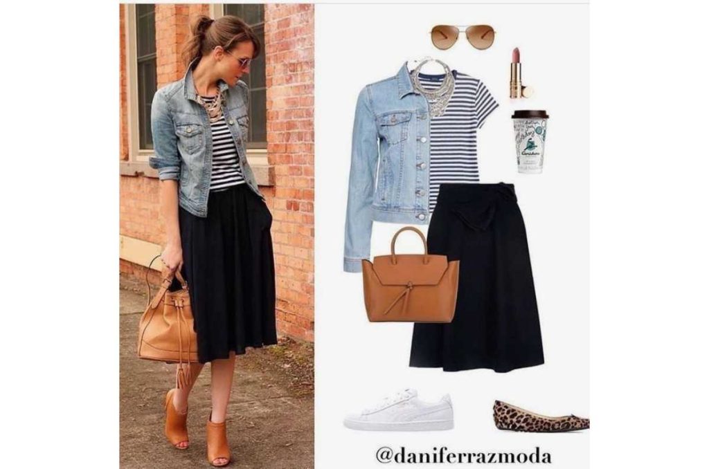 Outfits parisinos con falda midi