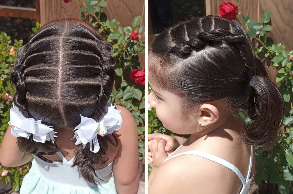 Peinado con ligas con efecto burbujas para niñas