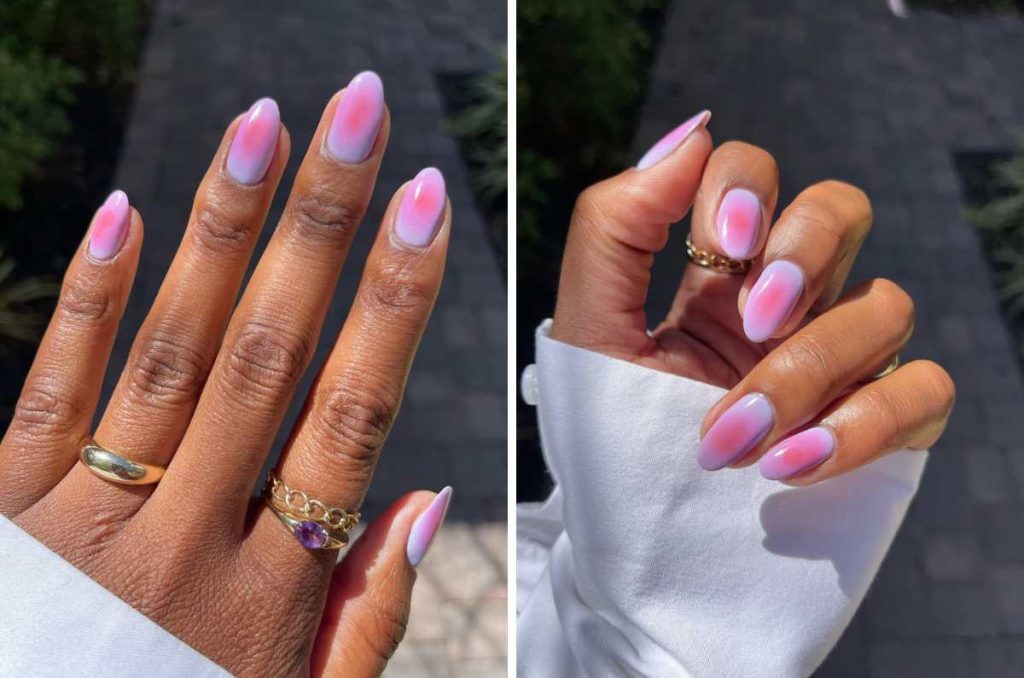 uñas aura para pieles morenas violeta y lila