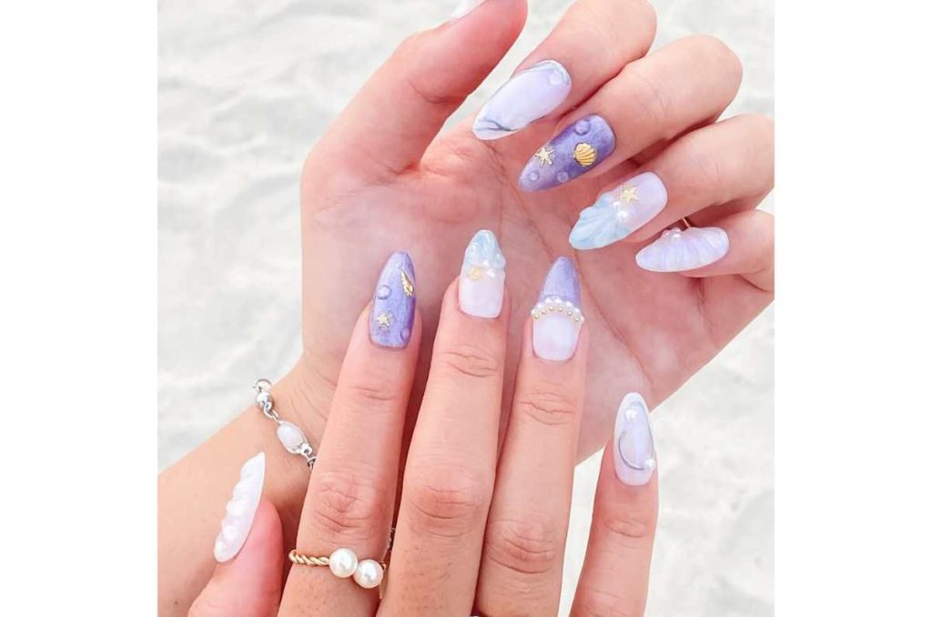 uñas marinas con conchas