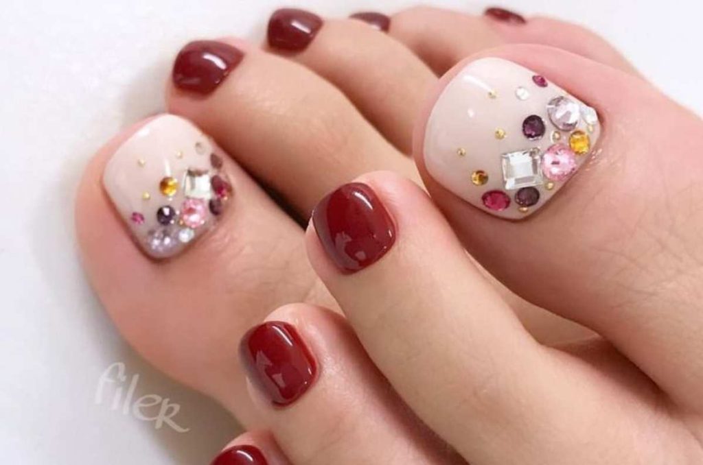 pedicure rojo cereza