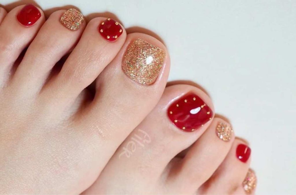 pedicure rojo cereza