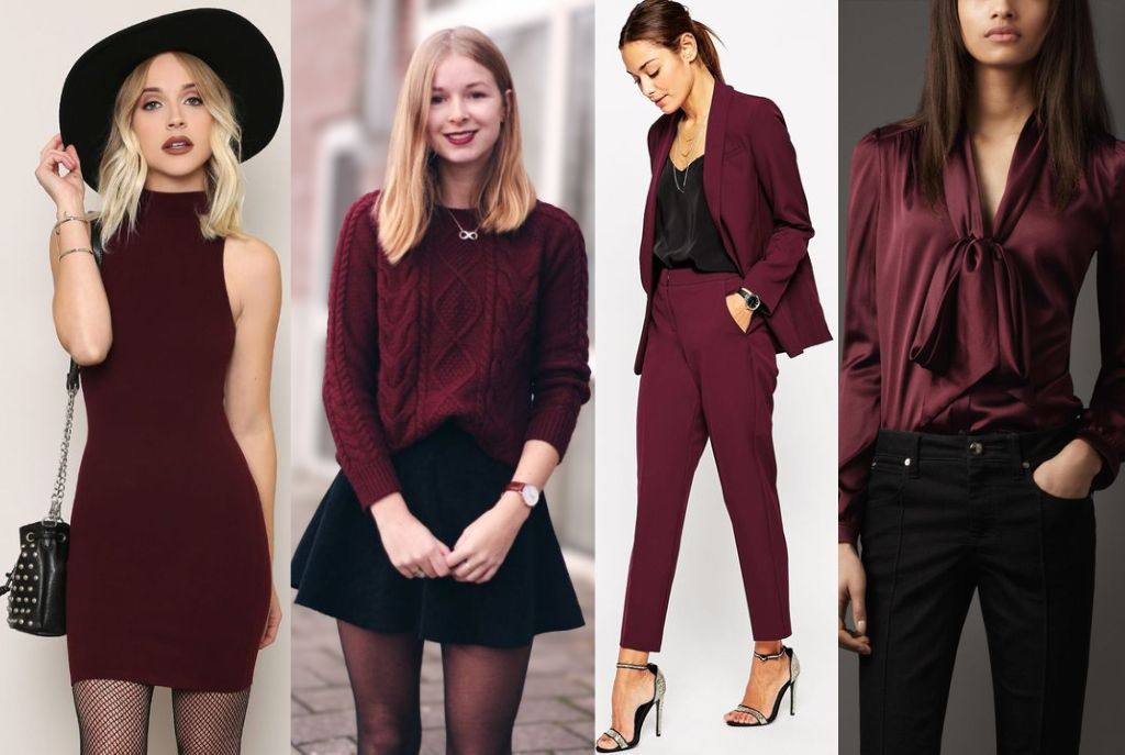 Atuendos para mujer con la combinación vino con negro