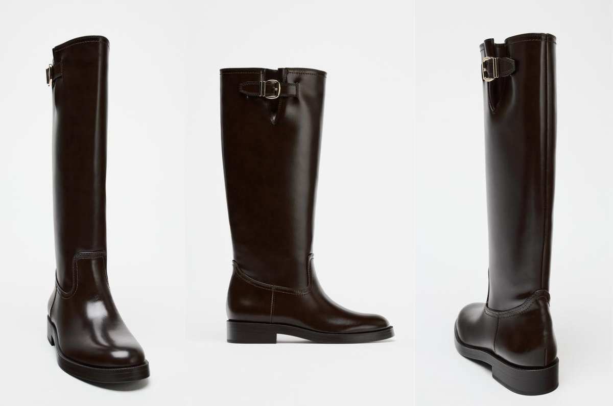 Soy editora en moda y las botas altas café de ZARA son el must-have de mis outfits de lluvia