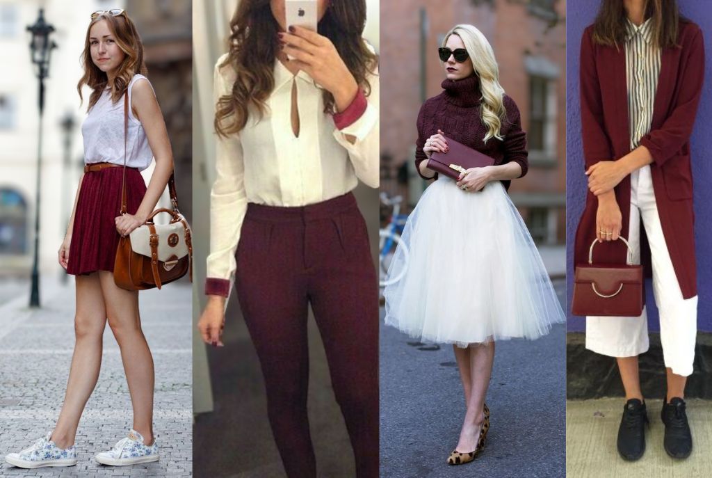 Outfits de mujer vino con blanco