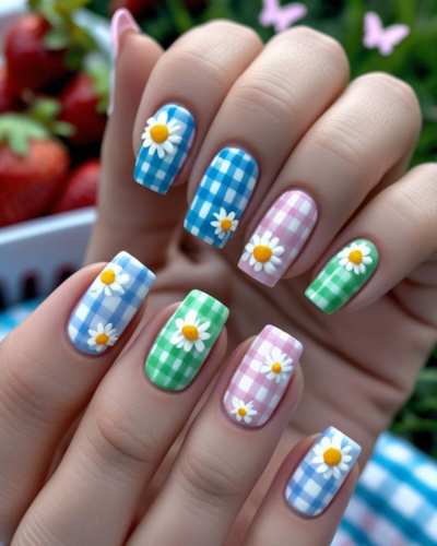 Uñas gingham