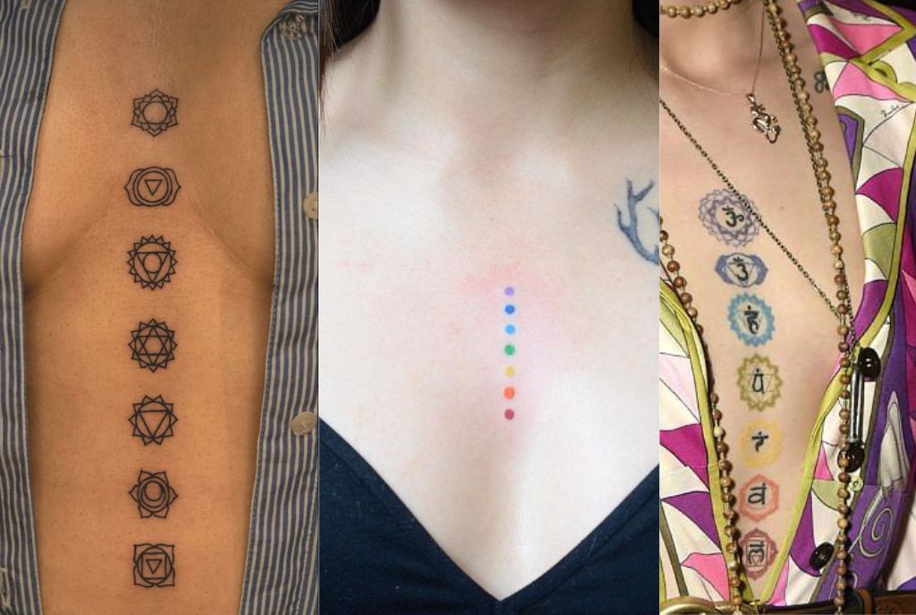 Tatuaje en el pecho de chakras