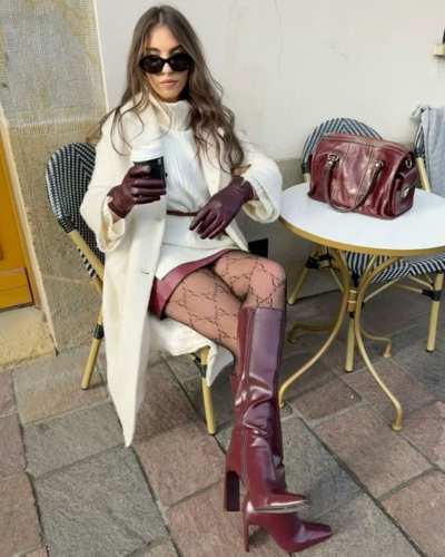 Outfits con botas color vino - Pinterest