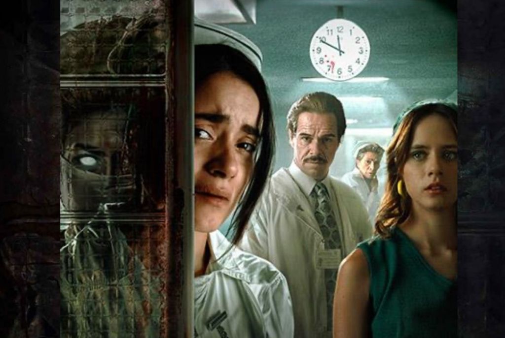 Cartel de la película de terror “Turno nocturno” con ambiente oscuro y suspenso