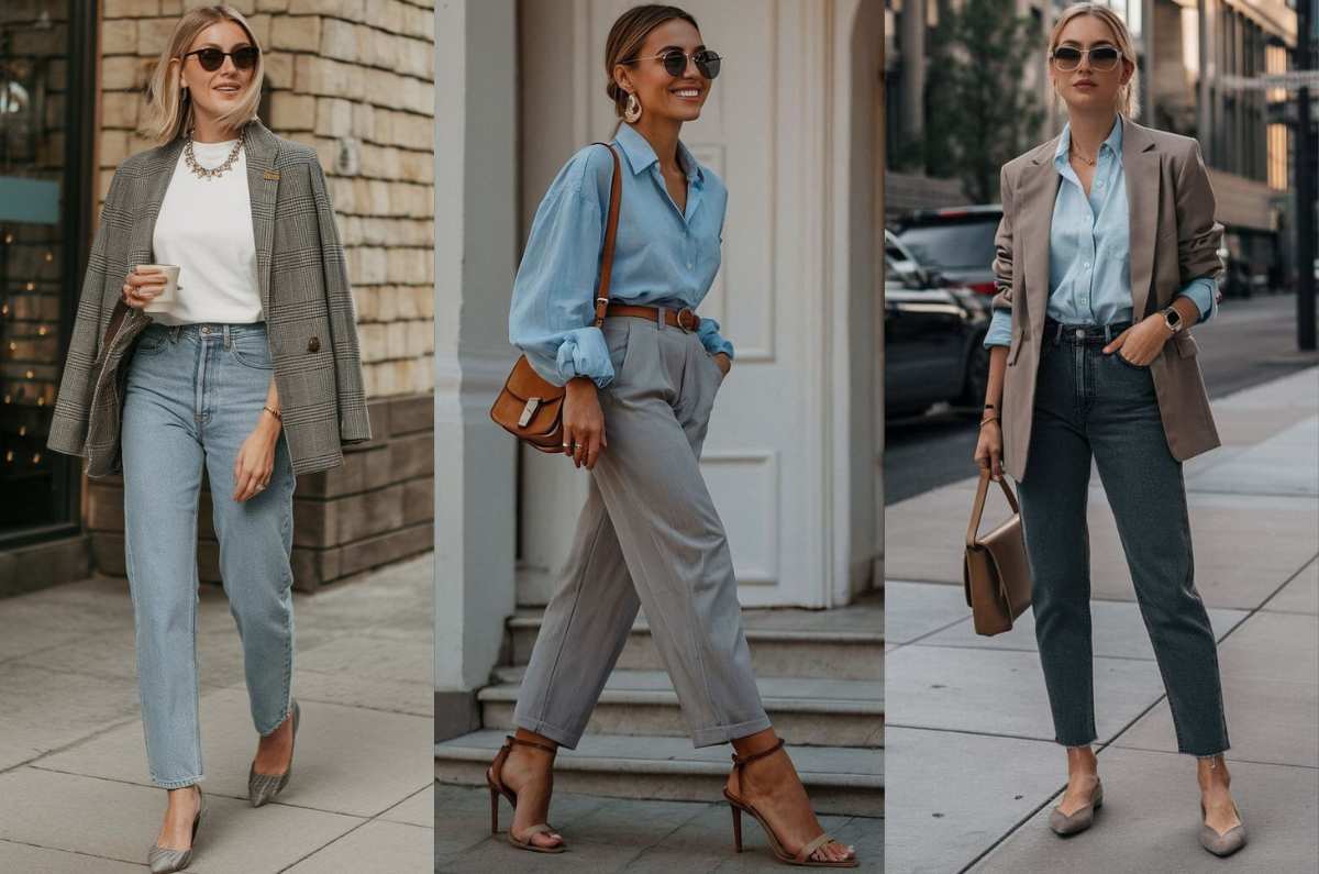 Outfits elegantes con mom jeans para conquistar la oficina con estilo