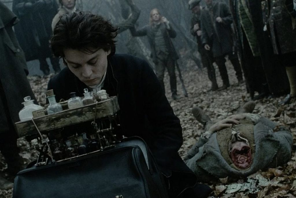 Escena de Sleepy Hollow, película de terror con Johnny Depp y el Jinete Sin Cabeza