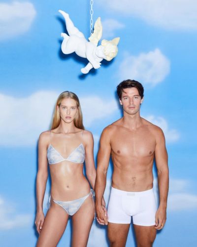 Abby Champion y Patrick Schwarzenegger  trabajan en campaña de SKIMS