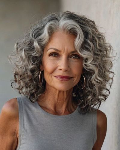 Shaggy Bob con capas desmechadas para mujeres con canas, estilo moderno y relajado