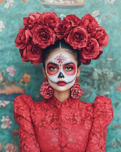 Catrinas con coronas de flores