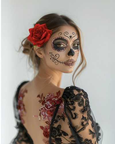 Coronas de flores en catrinas