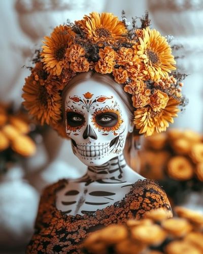 ¿Por qué las catrinas llevan corona de flores?
