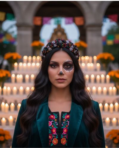Diadema peinado dia de muertos