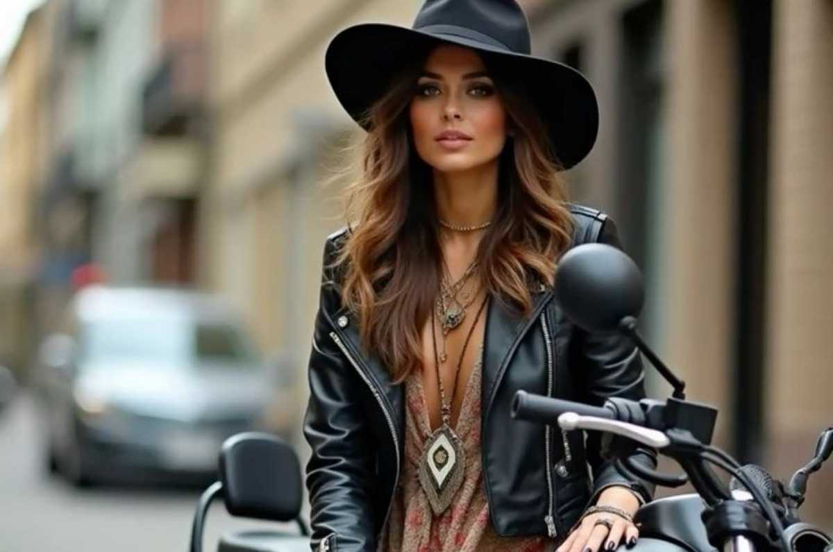 Tendencia moto boho para otoño 2025 que fusiona el cuero con encaje