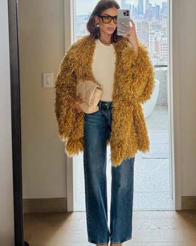 Abrigo de peluche + denim 