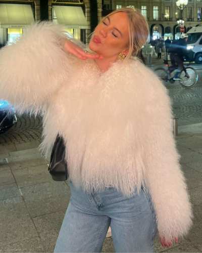 Abrigo de peluche + denim 