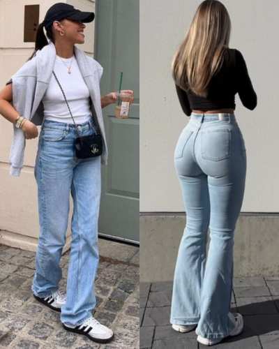 Outfits con jeans acampanados 