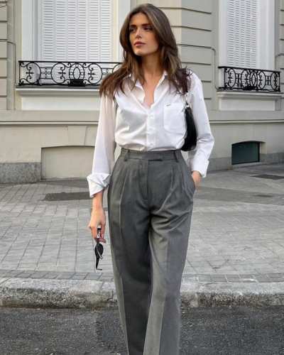 Traje gris con blanco 