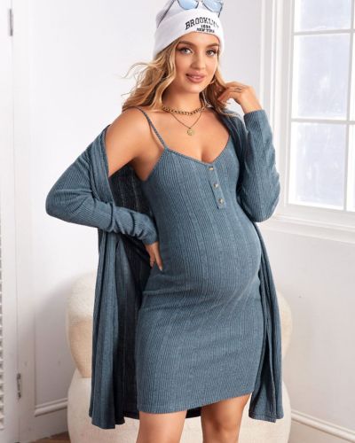 Vestido de punto azul para embarzada