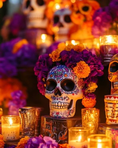 Flor de cempasúchil en Día de Muertos