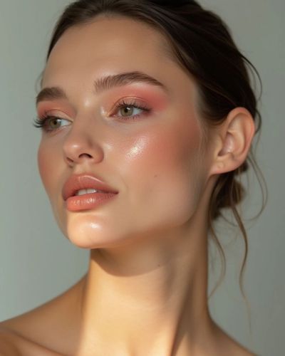 Maquillaje glowy en tonos duranzo