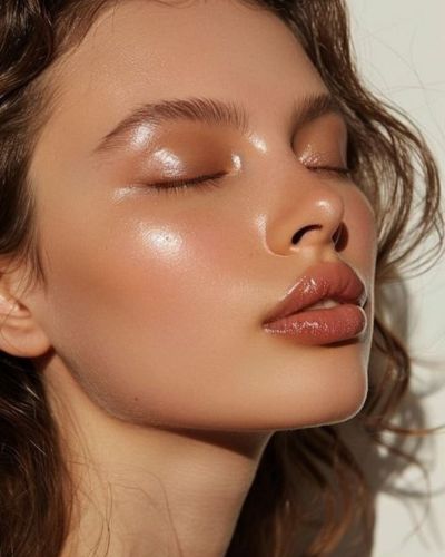 Maquillaje glowy en tonos duranzo