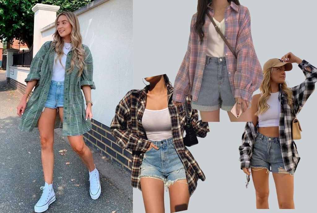 Camisa de cuadros con short para salir de paseo