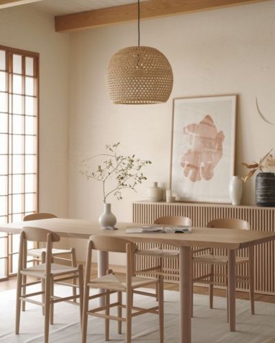 Comedor al estilo japandi 