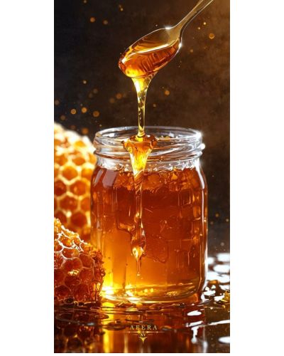 Miel de abeja en vaso de vidrio